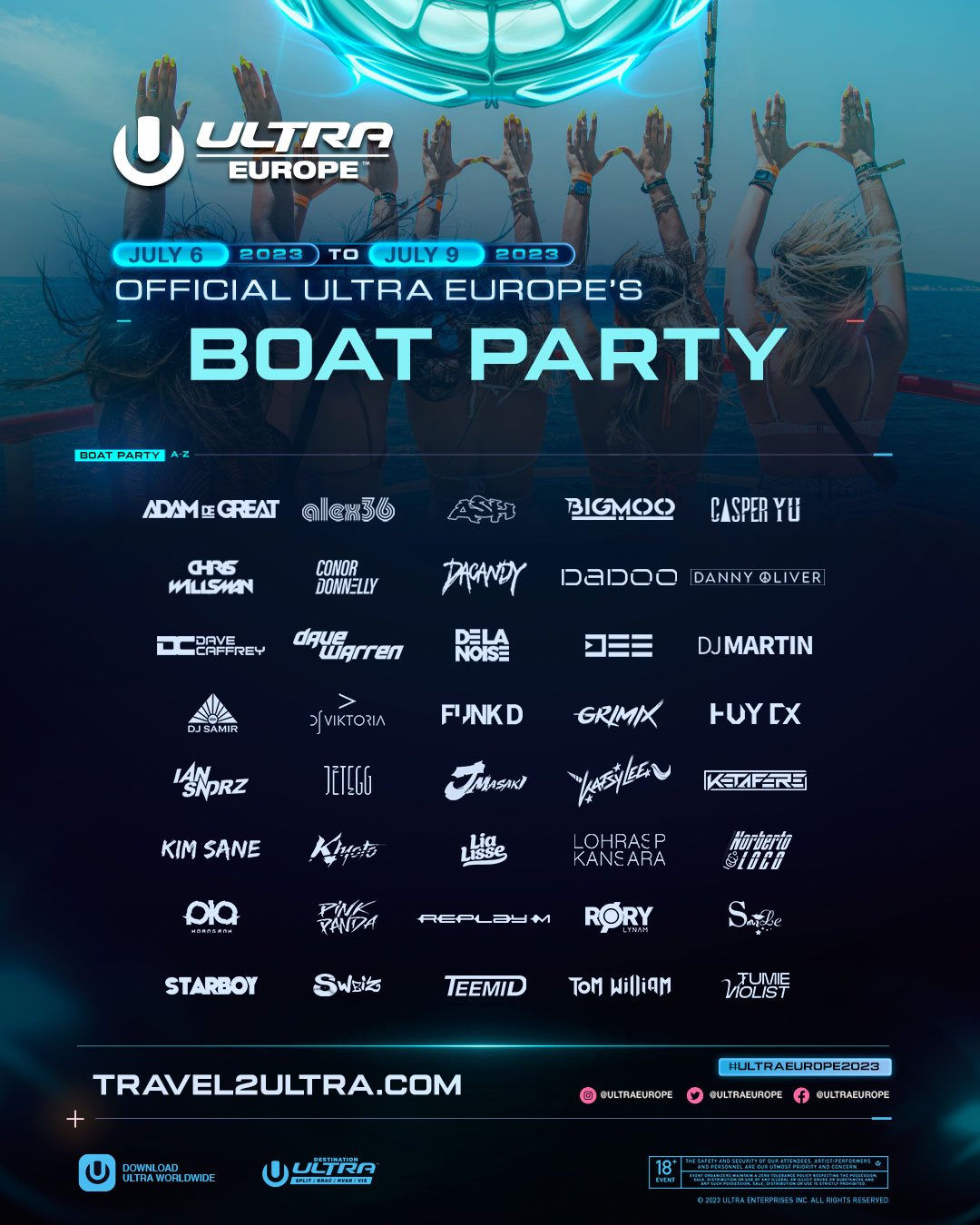Ultra Europe Boat Party 2023 lineup