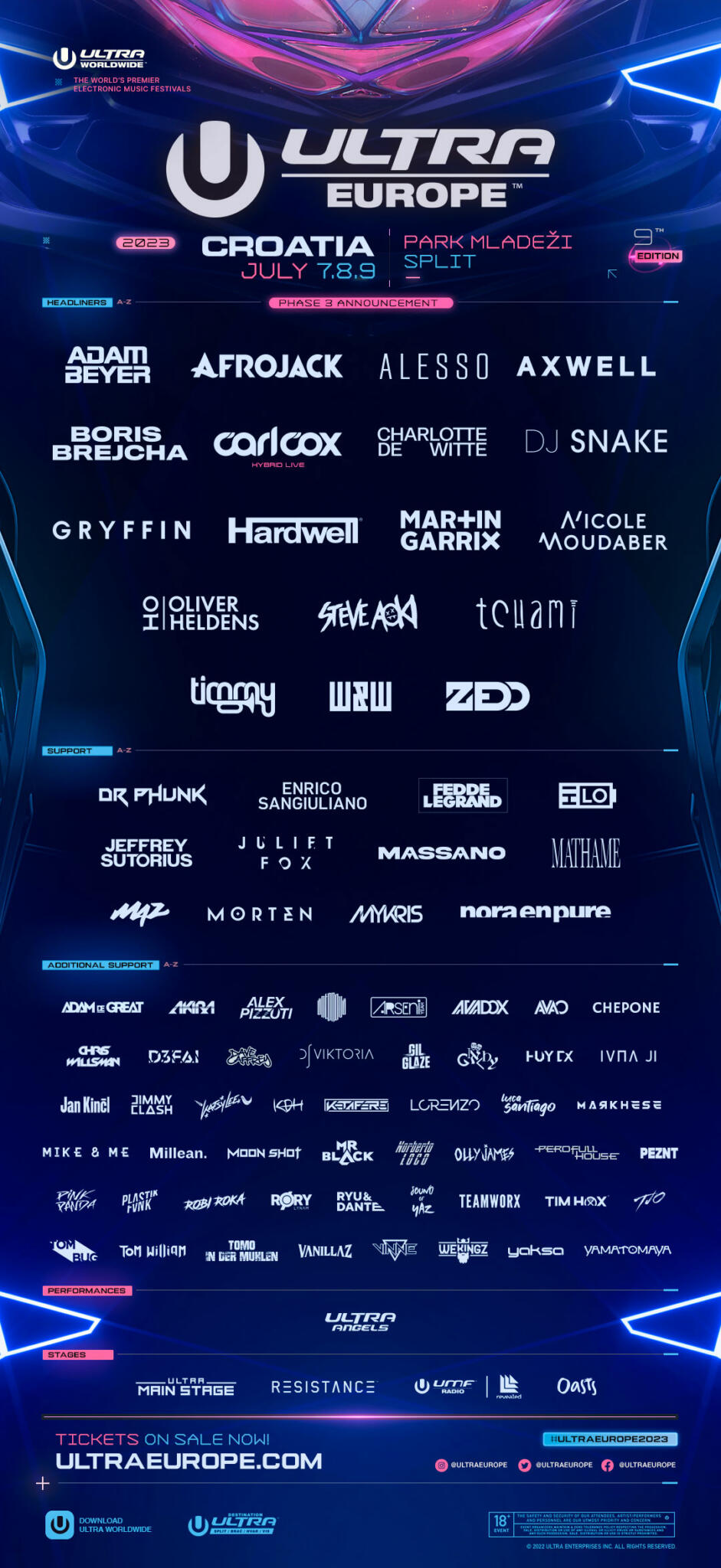 Ultra Europe 2023 - Phase 3 lineup