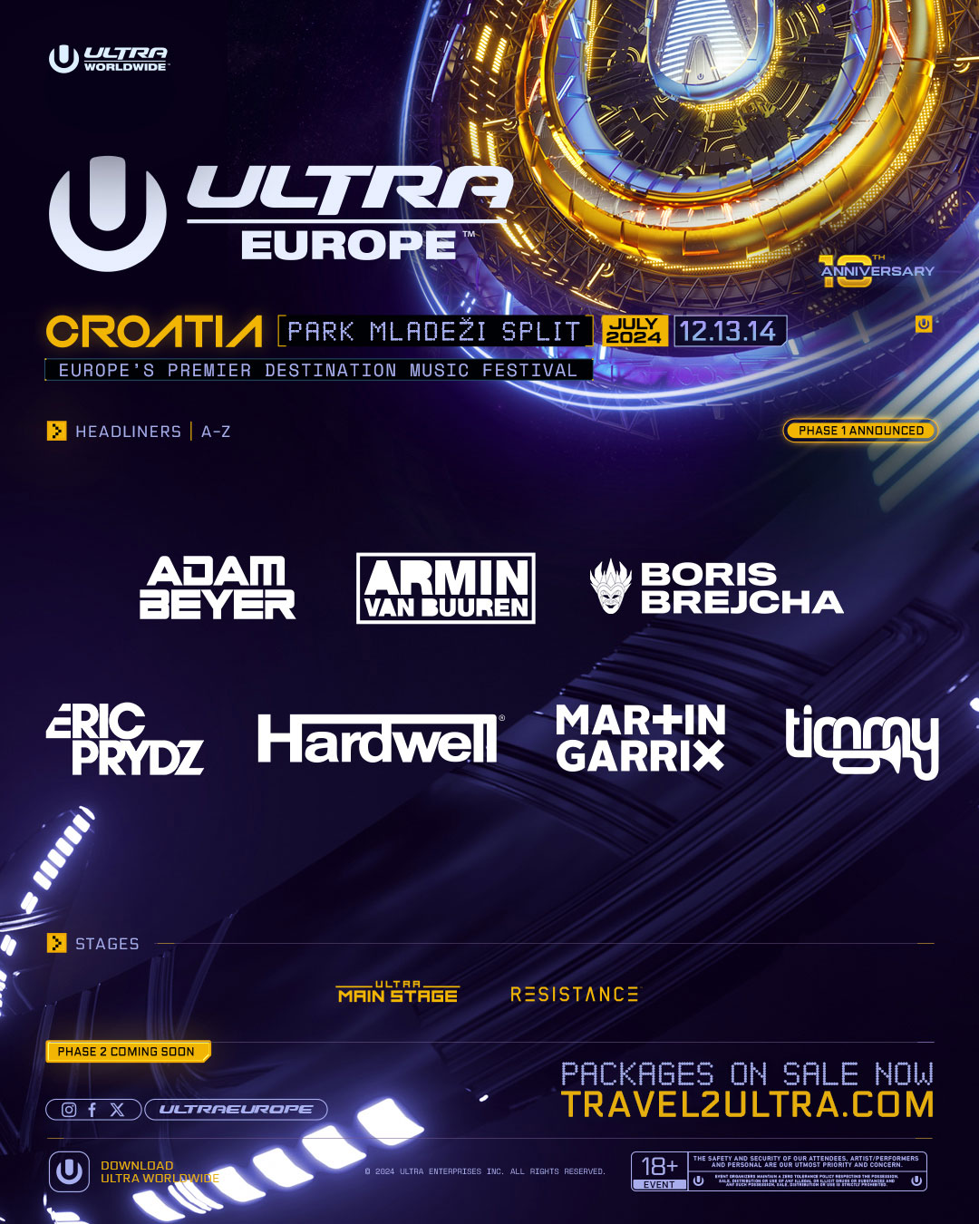 Ultra Europe 2024 Phase 1 Lineup